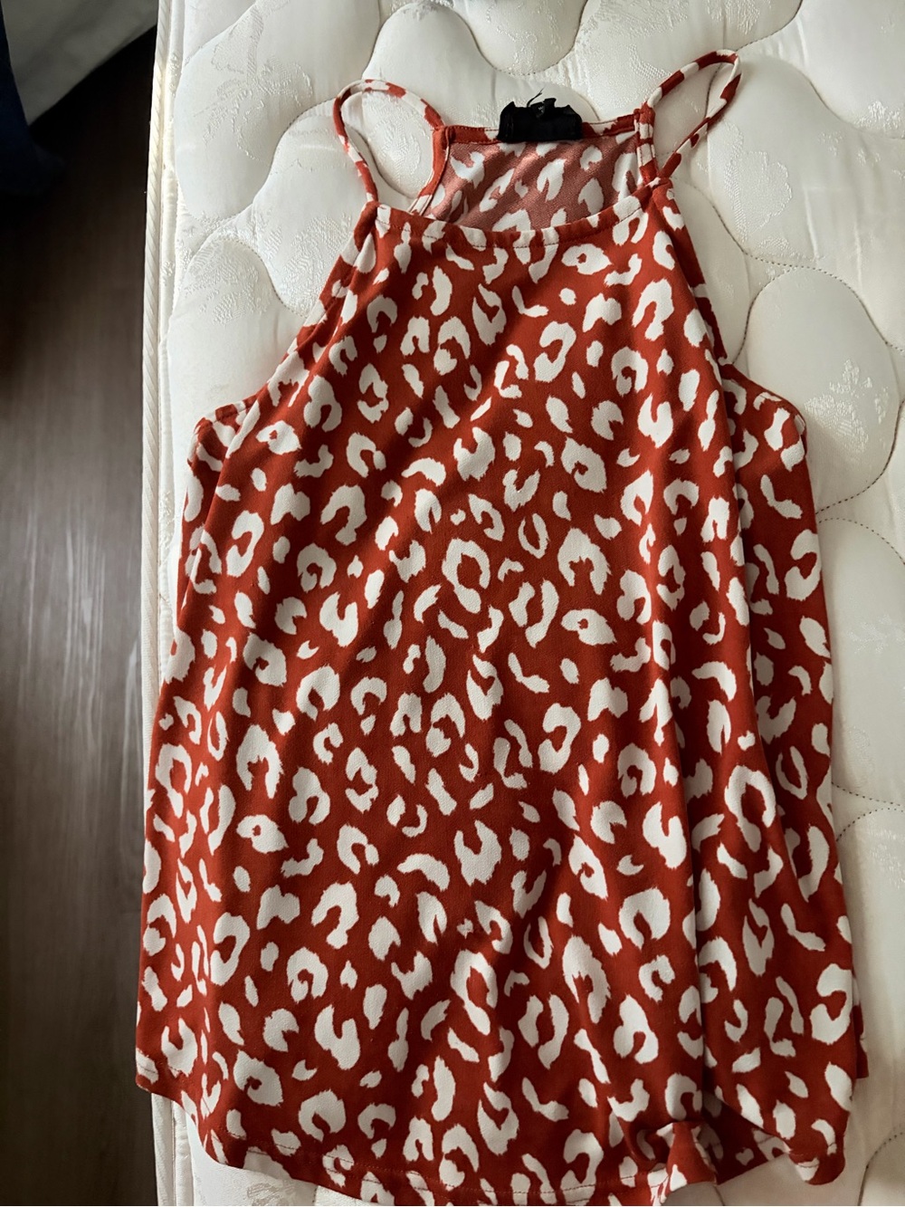Rust Animal Print Halter Tank Top
